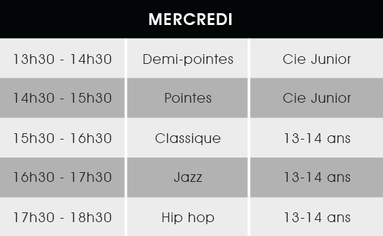 horaire mercredi esneux