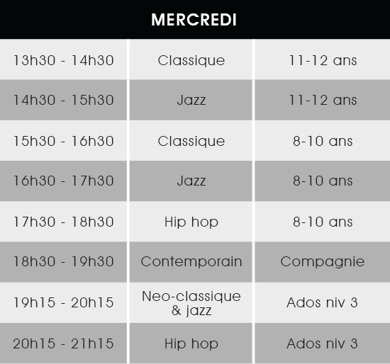 horaire mercredi tilff